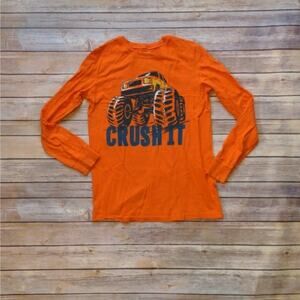 Carter's "CRUSH IT" Monster Truck -Orange Long-Sleeve T-shirt -Size 14 Orange